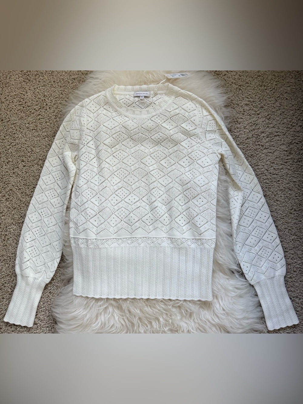NWT Rebecca Taylor Pointelle Stitch Sweater S